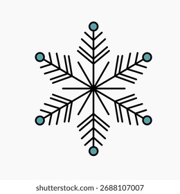 Vector de copo de nieve de estilo de línea moderna, ilustración de cristal de hielo minimalista y elegante, diseño de contorno editable para Festiva, Navidades y gráficos temáticos de invierno