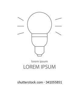 Modern line style vector logo collection with light bulb isolated on white. Logotype company or shop. Light bulb idea vector illustration. Logo concept. Silhouette light bulb.