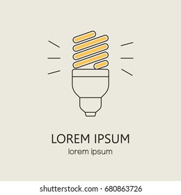 Modern line style vector logo collection with light bulb isolated on white. Logotype company or shop. Light bulb idea vector illustration.