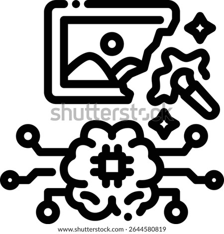 Modern Line symbol for AI inpainting, used to fix or fill parts of an image. Relevant for restoration, creative edits, or generative fill tasks.