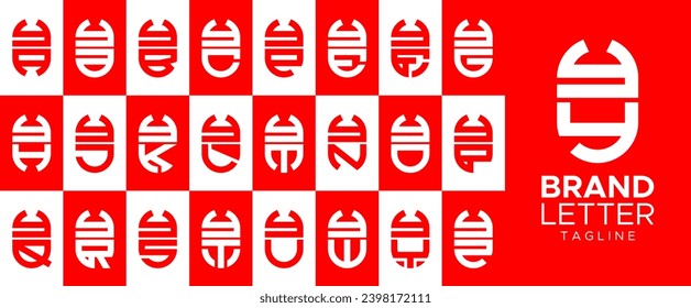Modern line tube initial letter Y YY logo design set.
