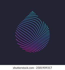 Modern line vector emblem of the water drop. Illustration in a minimalistic style on a dark background.