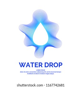 Modern line vector logo of the water drop. Illustration in a minimalistic style on a dark background