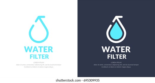 Modern line vector logo of the water filter. Illustration in a minimalistic style.