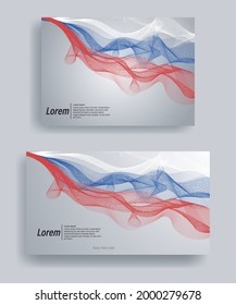 Modern line wave vector background of russia flag colors with ratio 1920:1080 and A4