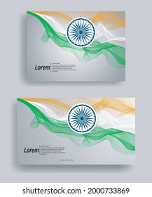 Modern line wave vector background of india flag colors with ratio 1920:1080 and A4