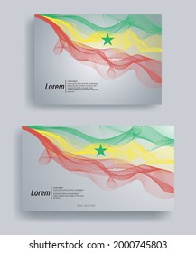 Modern line wave vector background of senegal flag colors with ratio 1920:1080 and A4