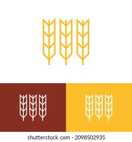 Modern line wheat grain logo design concept. Agriculture farm company brand logomark illustration. Can representing plant, vegan, food, harvest, bread, cereal, health.