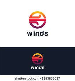 Modern Line winds Logo, Iconic winds logo symbol