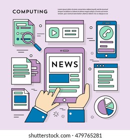 Modern Linear Art Business Icons and Elements Vector Illustration.
