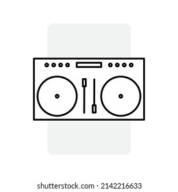 Modern linear button with dj remote icon on white background. Vector illustration. stock image. 