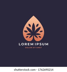 Modernes Logo für lineare Cannabis-Blätter. Das Konzept des Cannabis-Ölgeschäfts. Vektorgrafik.