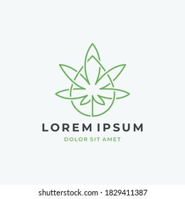 Modernes Logo für lineare Cannabis-Blätter. Das Konzept des Cannabis-Ölgeschäfts. Vektorgrafik.