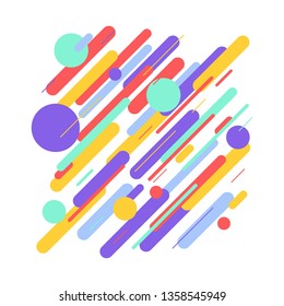 Modern linear colorful pattern on white backdrop. Trendy abstract background. Vector design element in flat style. Futuristic space concept for any purpose.