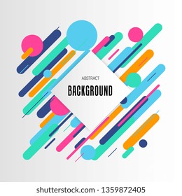 Modern linear colorful pattern on white backdrop. Trendy abstract background with rhombus copy space. Vector design element in flat style. Futuristic space concept for any purpose.