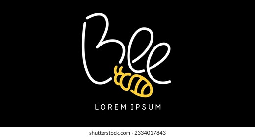 Modern linear emblem for beekeepers. The stickers on the products of the apiary. Stylish vector label for bee honey.