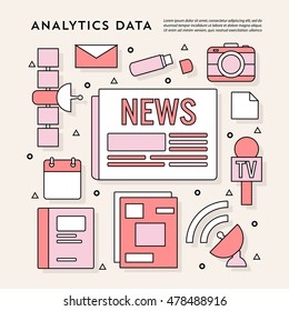 Modern Linear Flat Styled Business Icons and Elements Illustration. Infographics Design. 