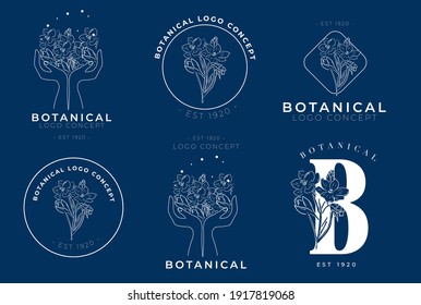 modern linear graceful symbolic feminine vector organic creative flower logo