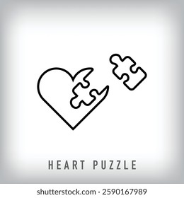 Modern linear heart puzzle design. Artistic learning idea concept template.