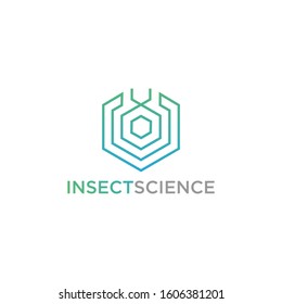 Modern linear hexagon with insect shape logo template vector
