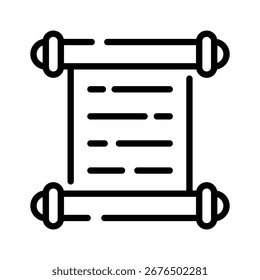 Icono lineal moderno del antiguo rollo de pergamino enrollado