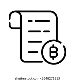 Modern linear icon of bitcoin statement document