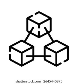 Um ícone linear moderno da rede blockchain