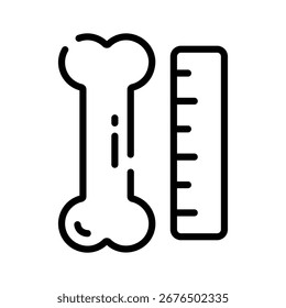 Icono lineal moderno de pinzas de medición ósea