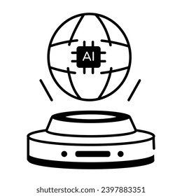 Modern Linear Icon  Depicting AI Technology 
