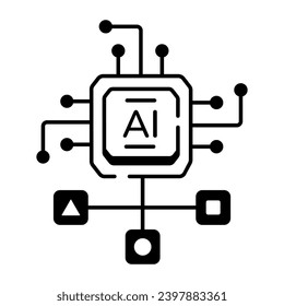 Icono lineal moderno que representa la tecnología de IA 
