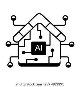 Icono lineal moderno que representa la tecnología de IA 
