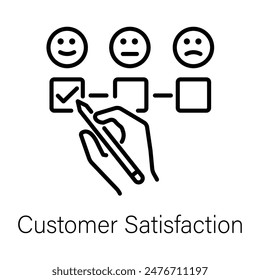 Icono lineal moderno que representa la satisfacción del Cliente 