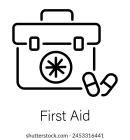 Modern linear icon depicting first aid kit 