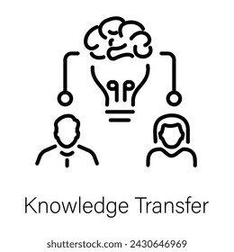 Modern linear icon depicting knowledge transfer 