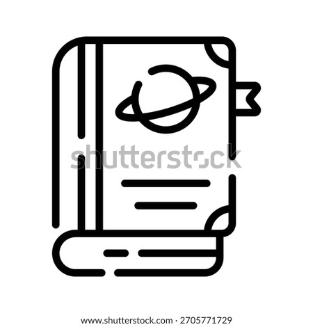 A modern linear icon of detailed space book