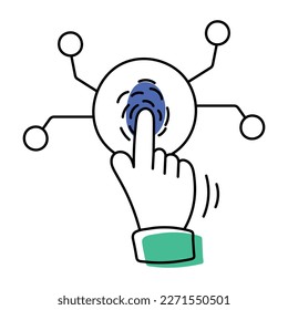 Modern linear icon of fingerprint scan 