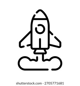Un icono lineal moderno de lanzamiento de cohete espacial