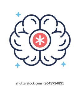 Um ícone linear moderno do conceito de neurologia