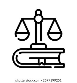 Un icono lineal moderno de un libro de leyes abierto