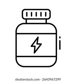 Un icono lineal moderno que muestra la botella del suplemento