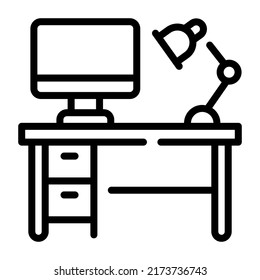 Modern linear icon vector of workplace 