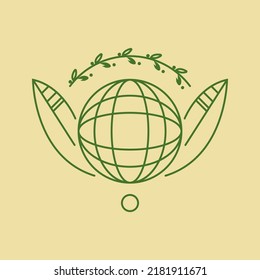 Modern linear illustration. The concept of nature conservation and the rejection of harmful substances polluting the planet. The contour of the globe surrounded by flowers