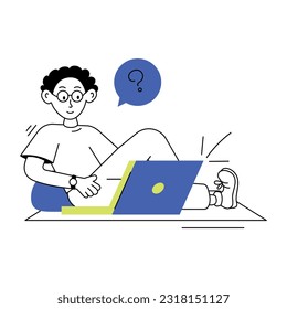 Modern linear illustration of confused worker 