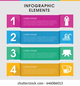 Modern linear infographic template. infographic design with linear icons includes udder, overcoat, decanted. can be used for presentation, diagram, annual report, web design.