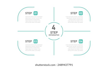 A modern linear infographic template for a presentation of four options. A business template for the design of a page, slide or website