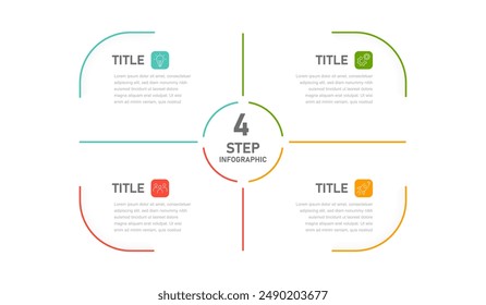 A modern linear infographic template for a presentation of four options. A business template for the design of a page, slide or website