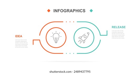 Infografía lineal moderna para empresas. Infografías para presentaciones, Sitios web, folletos. Una línea de tiempo con dos opciones. Plantilla empresarial