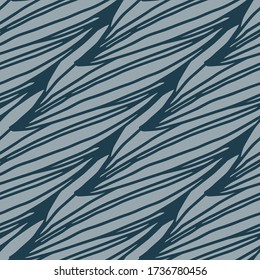 Modern linear leaves shape seamless pattern. Abstract line art floral wallpaper. Exotic leaf elements. Design for fabric, textile print, wrapping paper, cover. Retro style vector illustration.