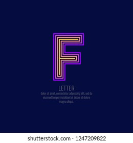 Modern linear logo and sign the letter F. Vector illustration.