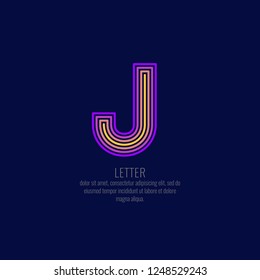 Modern linear logo and sign the letter J. Vector illustration.